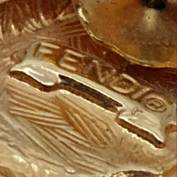 Fendi Pearl Gold Tone Vintage Pierced Earrings - Picture 12 of 13